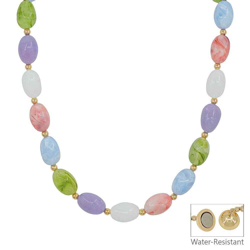 Multi Color Oval Water Resistant w/ Magnetic Closure Necklace
