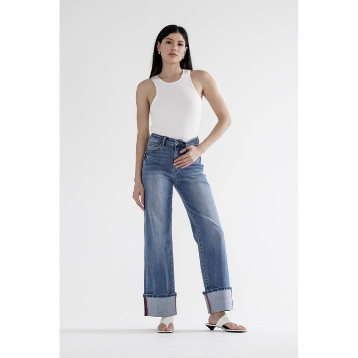 Hight Rise Wise Leg w/Cuff Mica Jean
