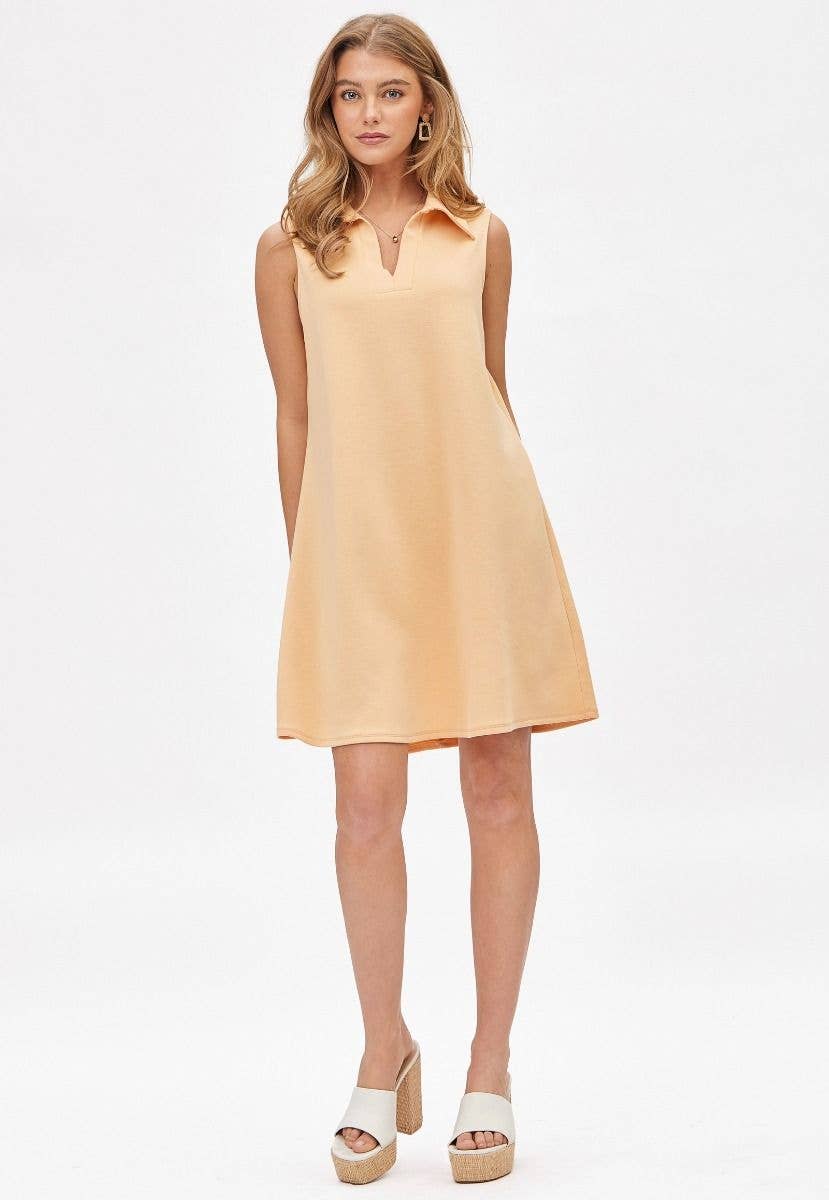 Apricot Scuba Collared Dress