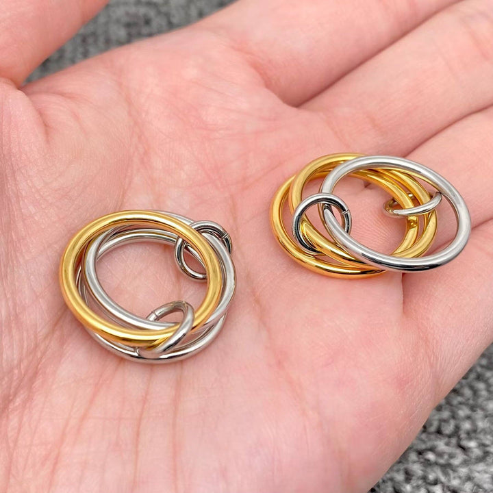 Two Tone 3 Ring Linked Together |18K Gold Plated
