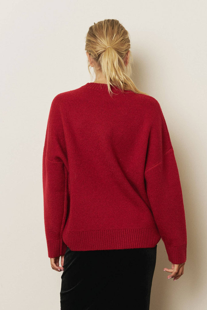 MERRY &amp; BRIGHT MOCK NECK SWEATER: HUNTER GREEN