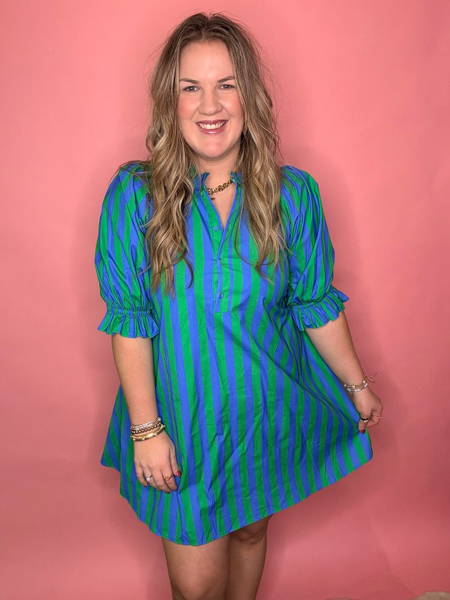 Blue/Green Stripe Dress