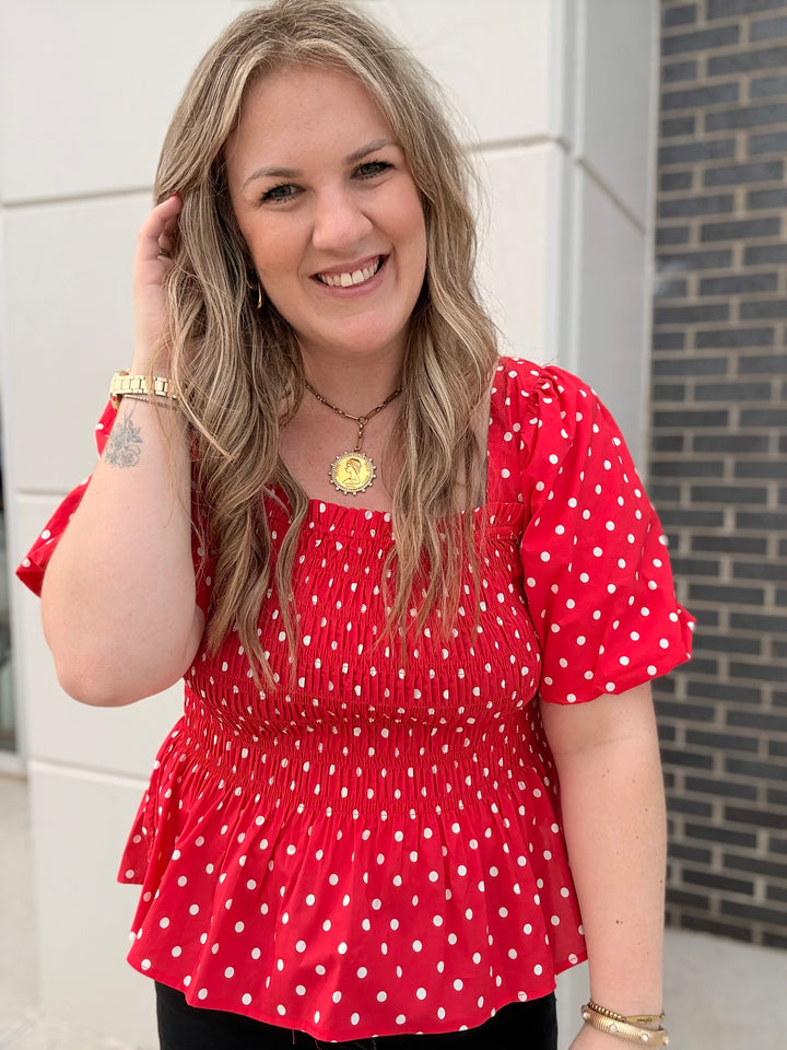 Minnie Polka Dots Peplum Blouse