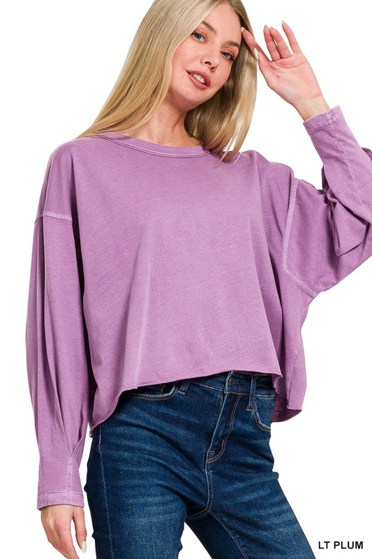 Plum Oversized Long Sleeve Top
