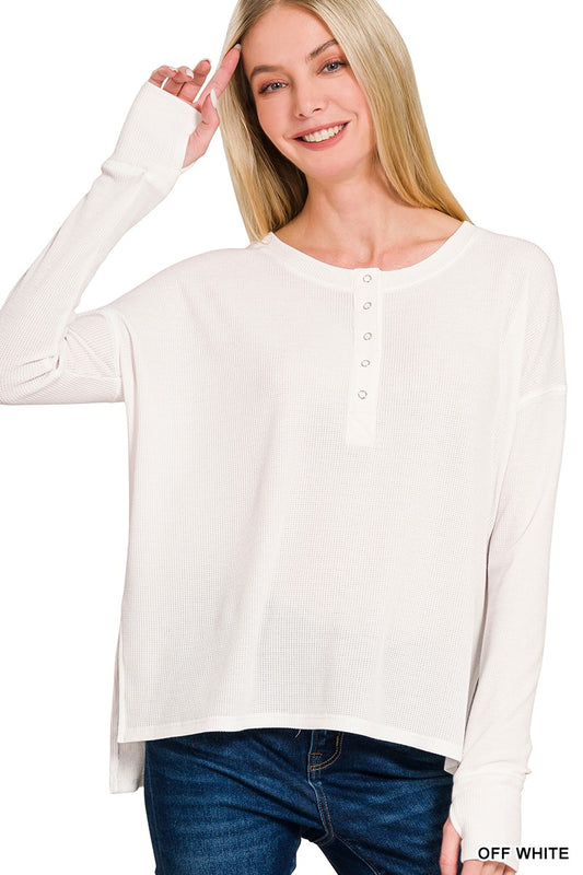 White Waffle Knit Top