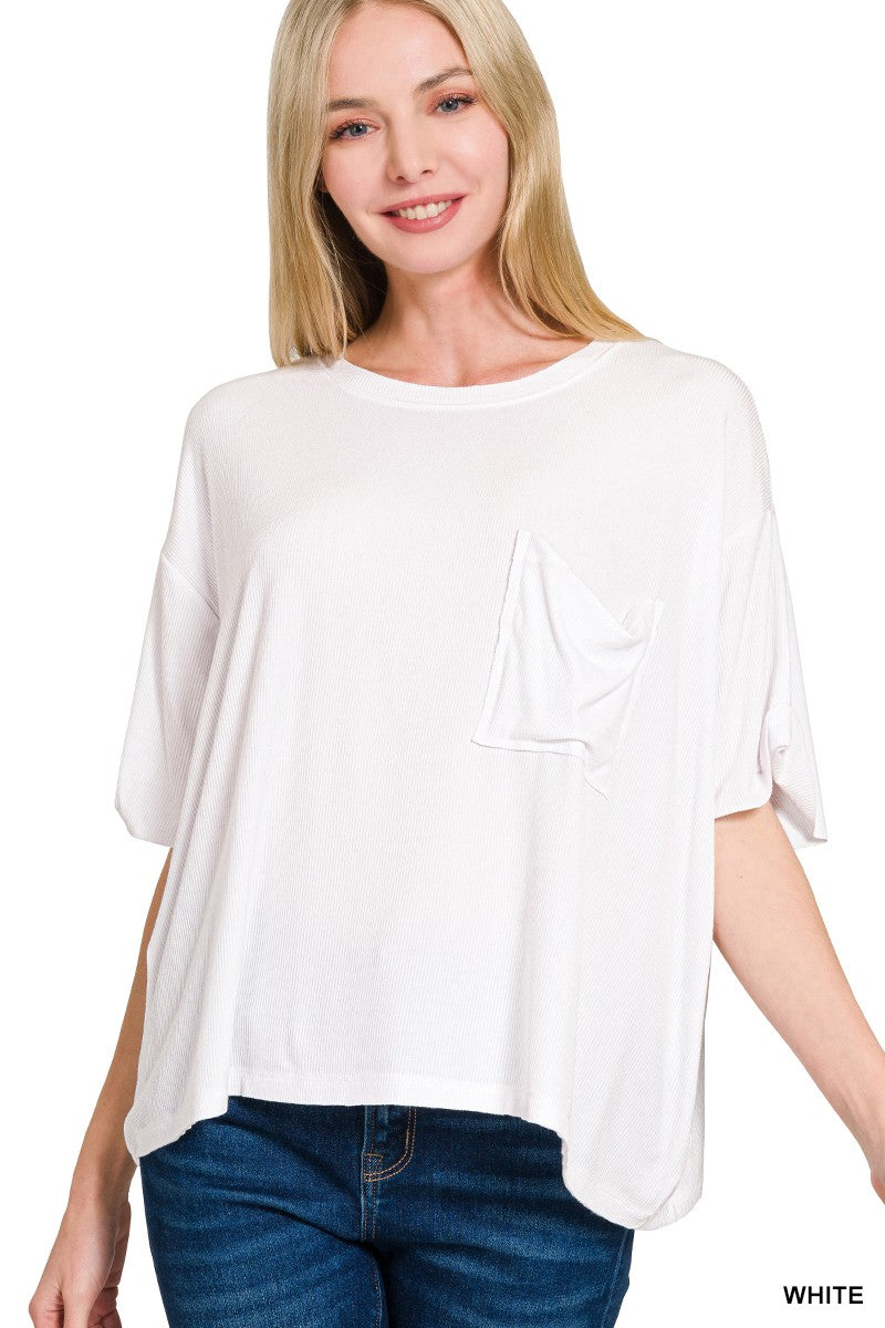 Oversized Ribbed Round Neck Tee (2 Colors)