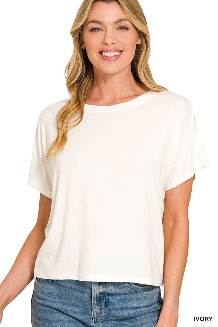 Cropped Round Neck Tee (3 Colors)