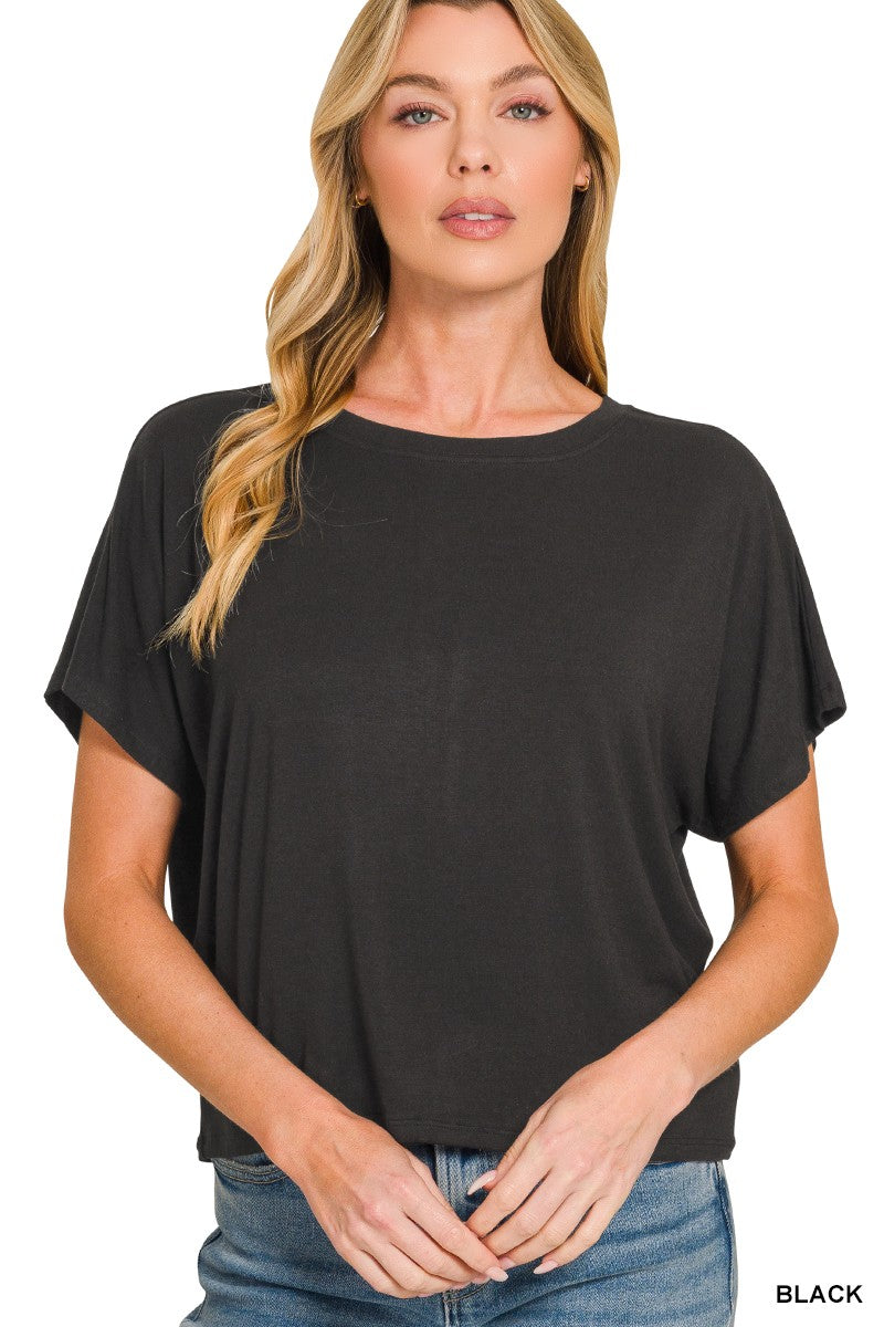 Cropped Round Neck Tee (3 Colors)