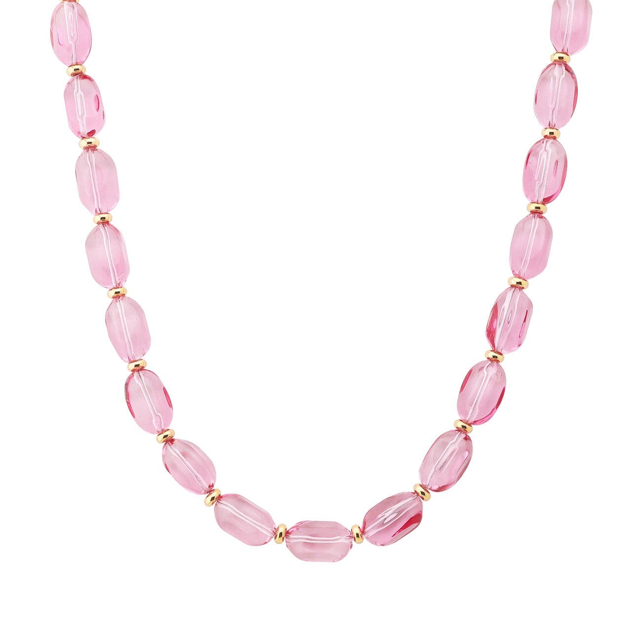 Pink Clear Crystal Beaded Necklace