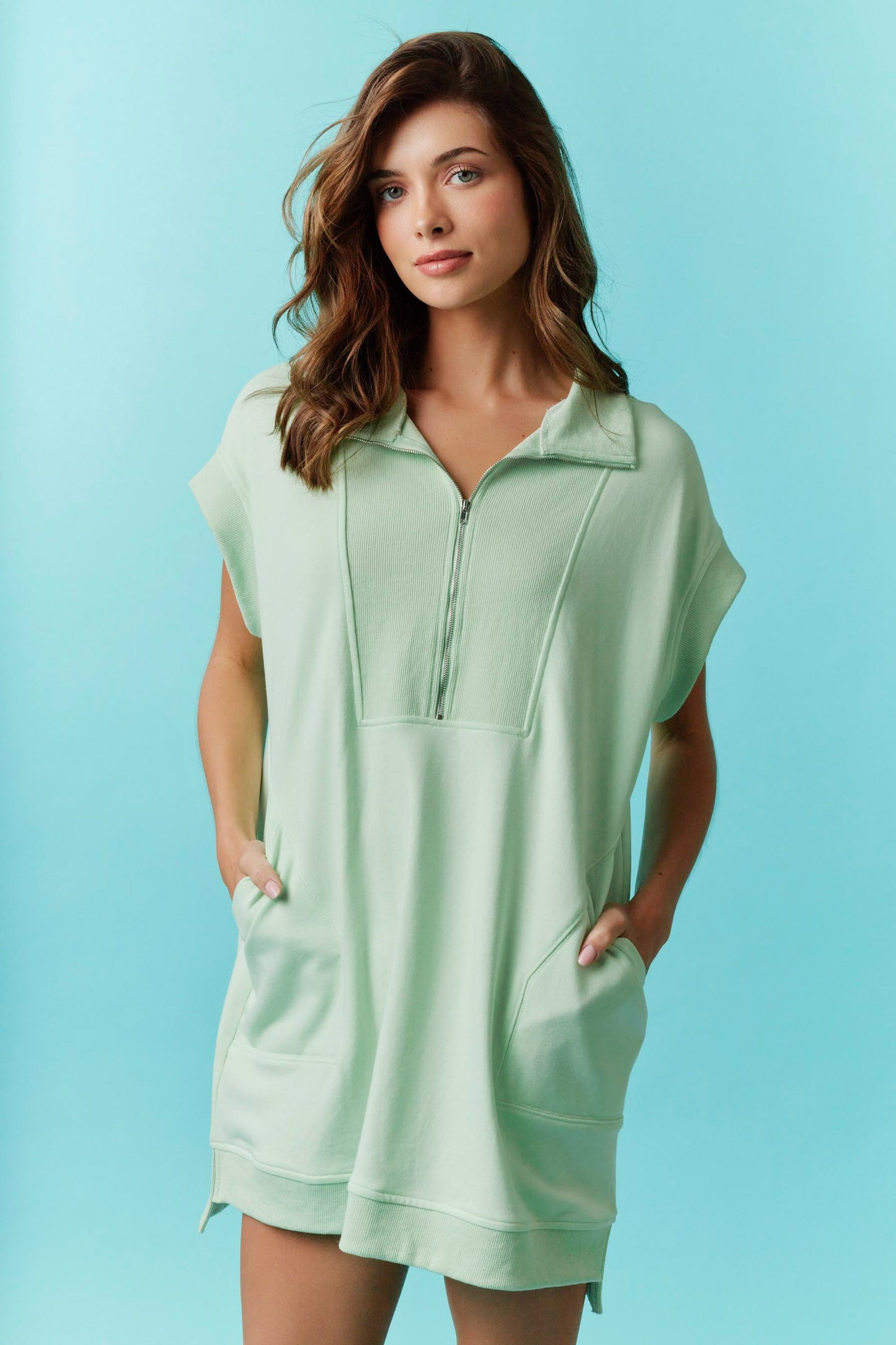 French Terry Green Dress