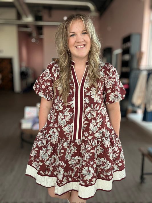 Burgundy Flower Dress