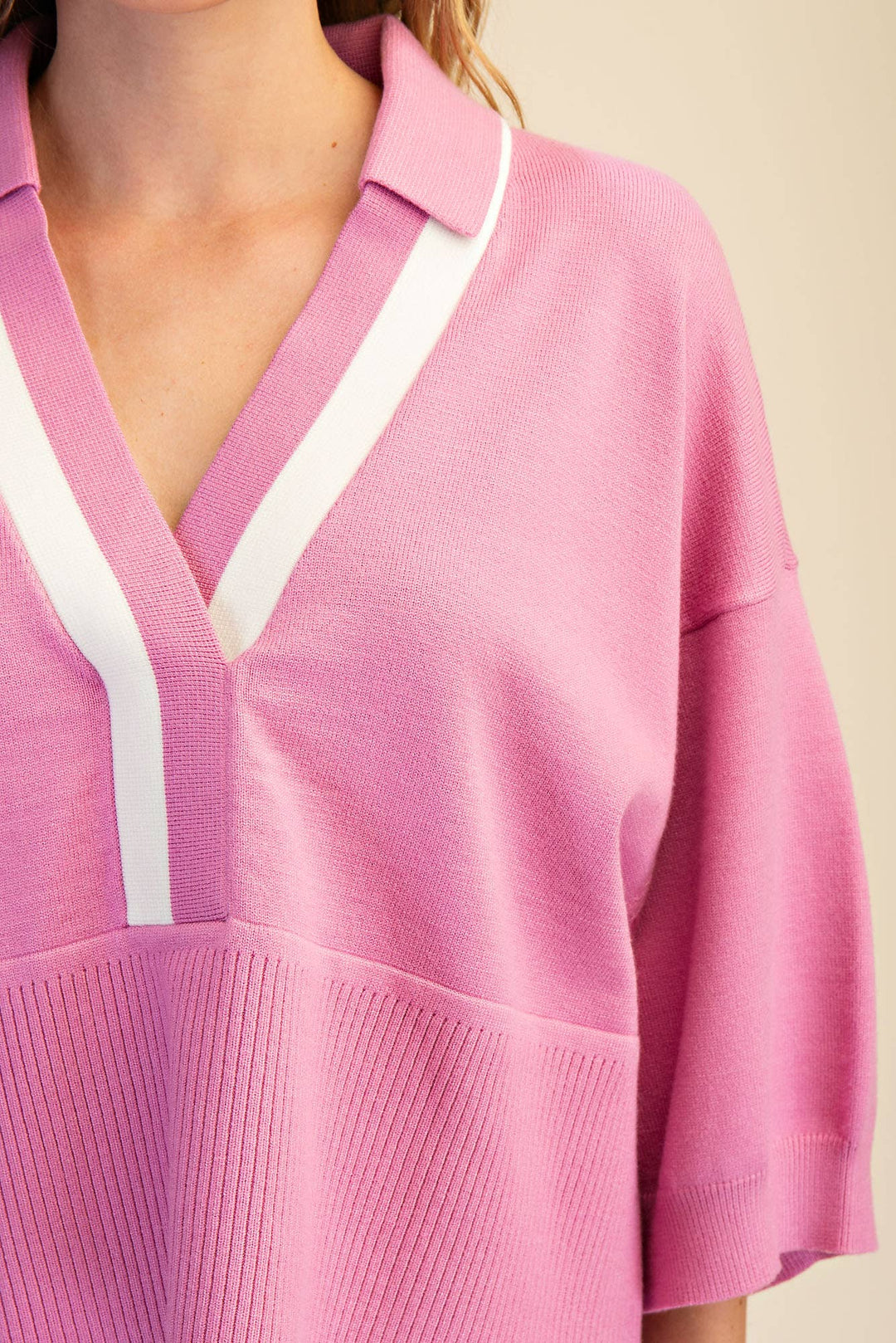 Social Club Collared Sweater| Pink