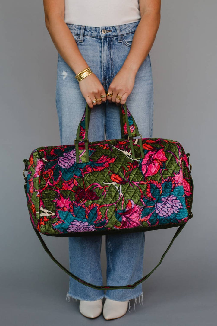 Dk. Green &amp; Multicolored Floral Duffel
