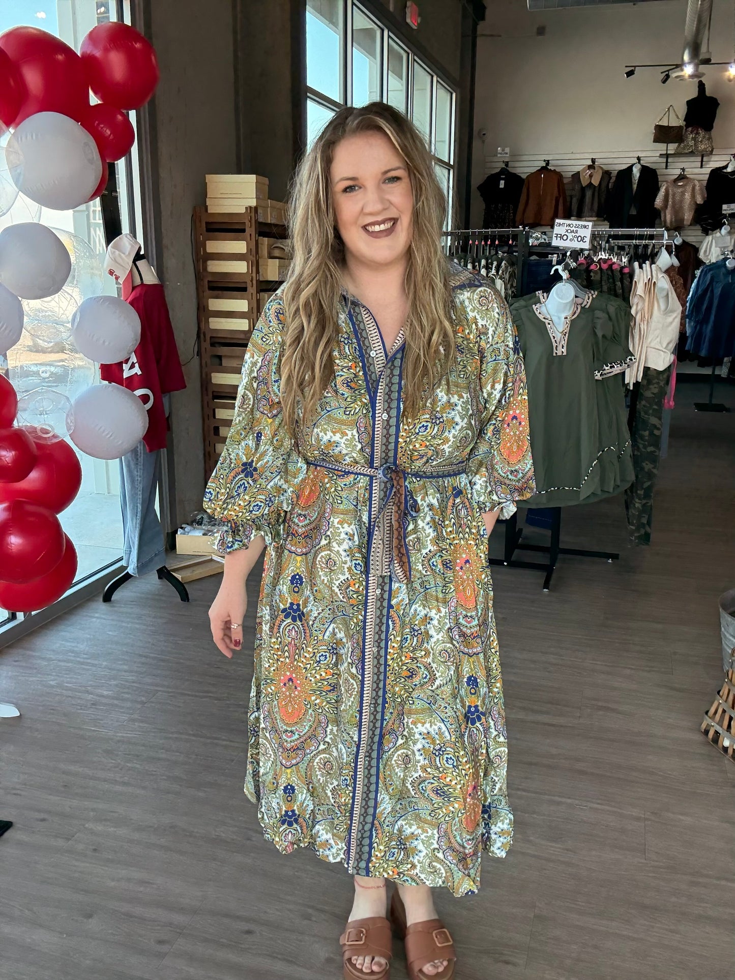 Navy Paisley Midi Dress