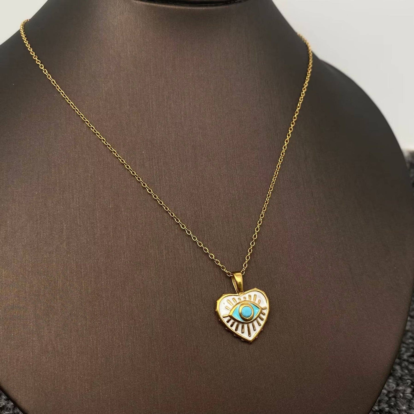 Enamel Evil Eyes Charm18K Gold Plated Necklace