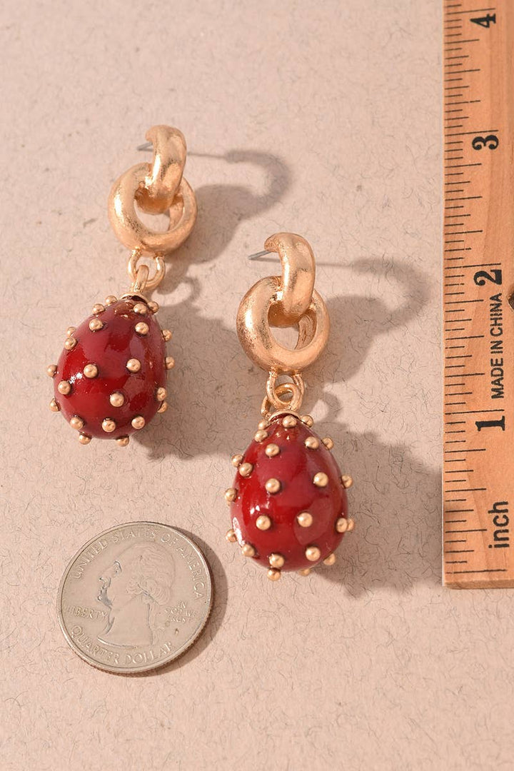 Red Dotted Chained Earrings