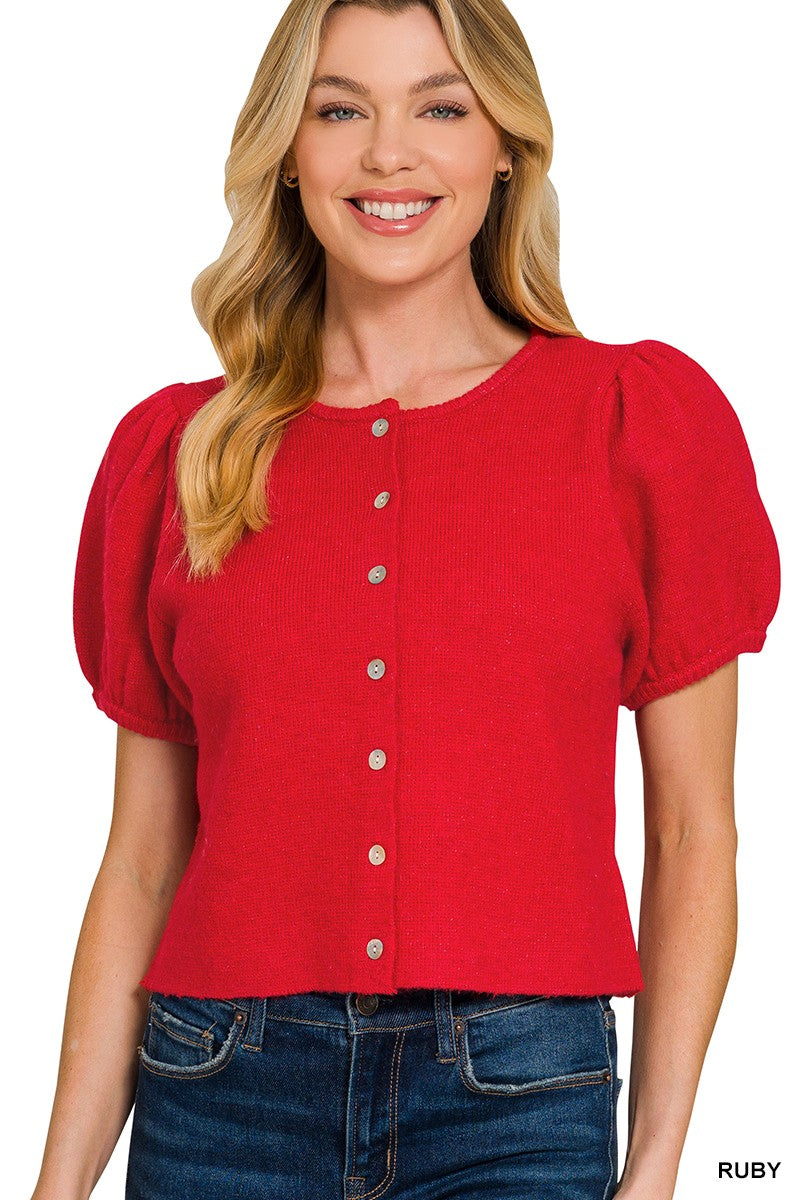 Puff Sleeve Cardigan (2 Colors)