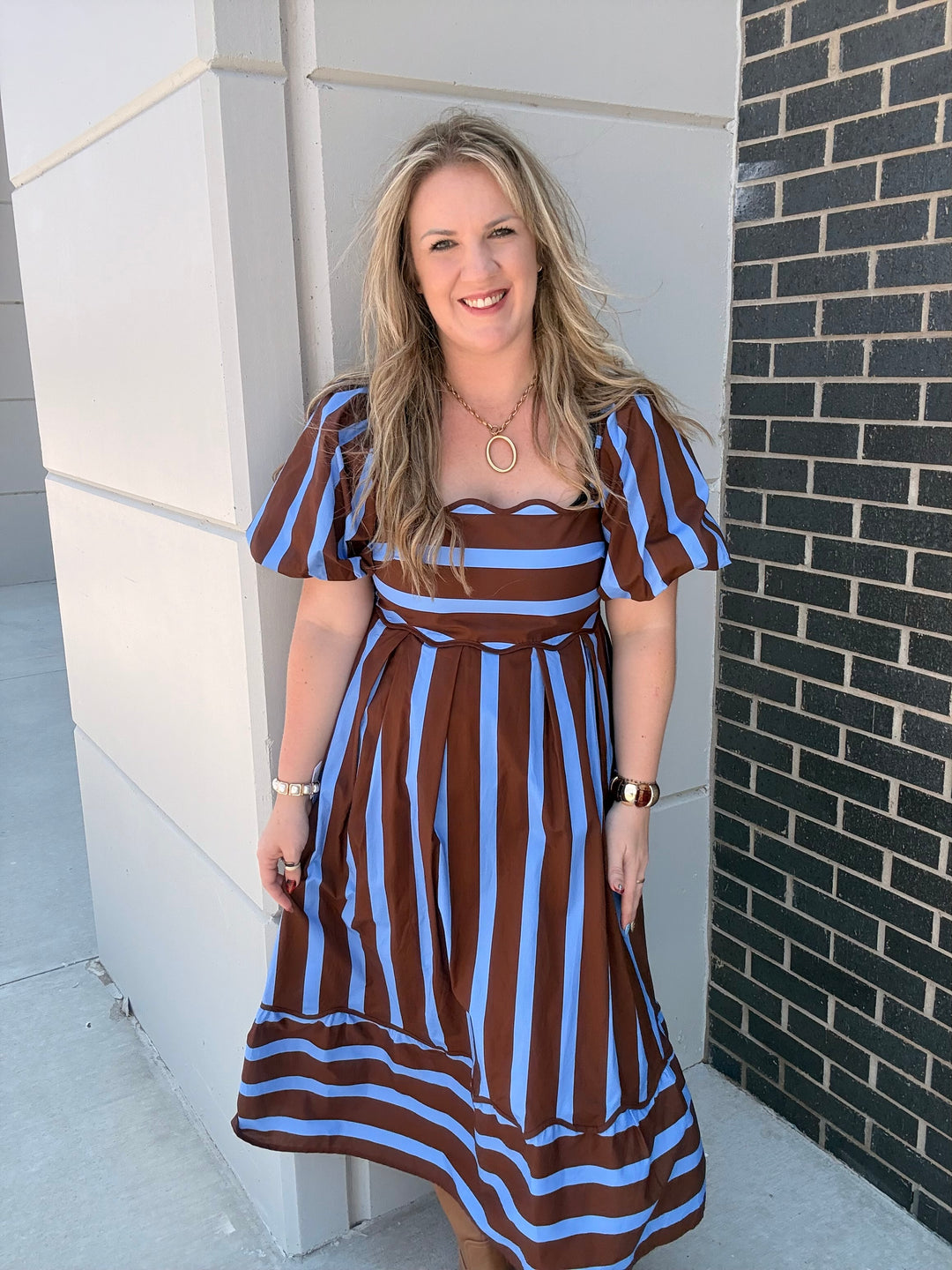 Blue Bell Espresso Scalloped Dress