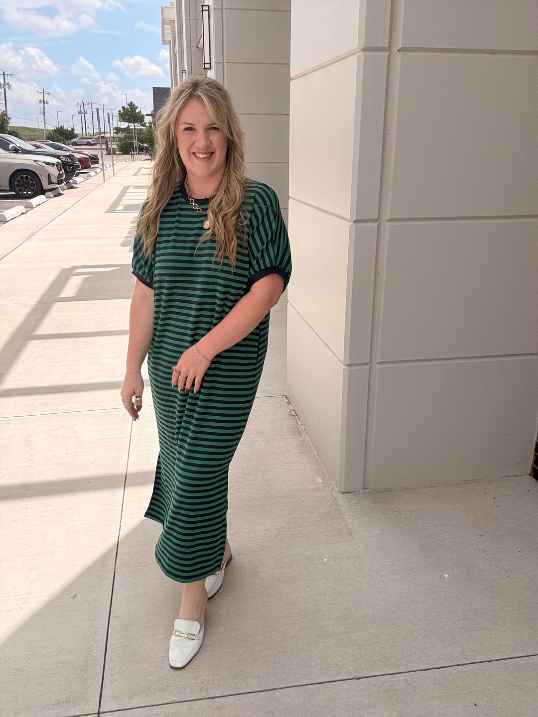 Nautical Striped Midi Dress