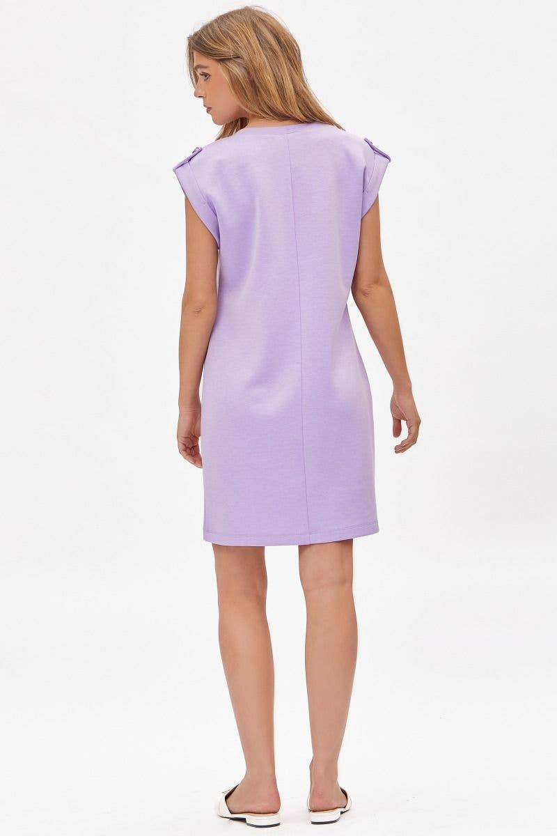 Lilac Scuba Cuff Sleeve Dress