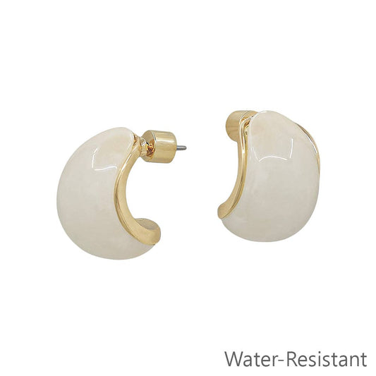 White Acrylic Water Resistant Earring