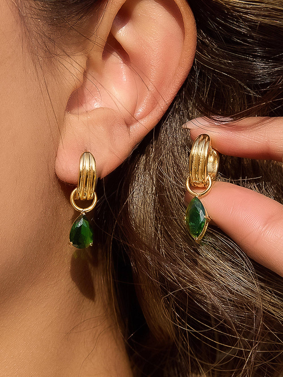 Saffron 18K Gold Non-Tarnish Teardrop Mismatch Earrings