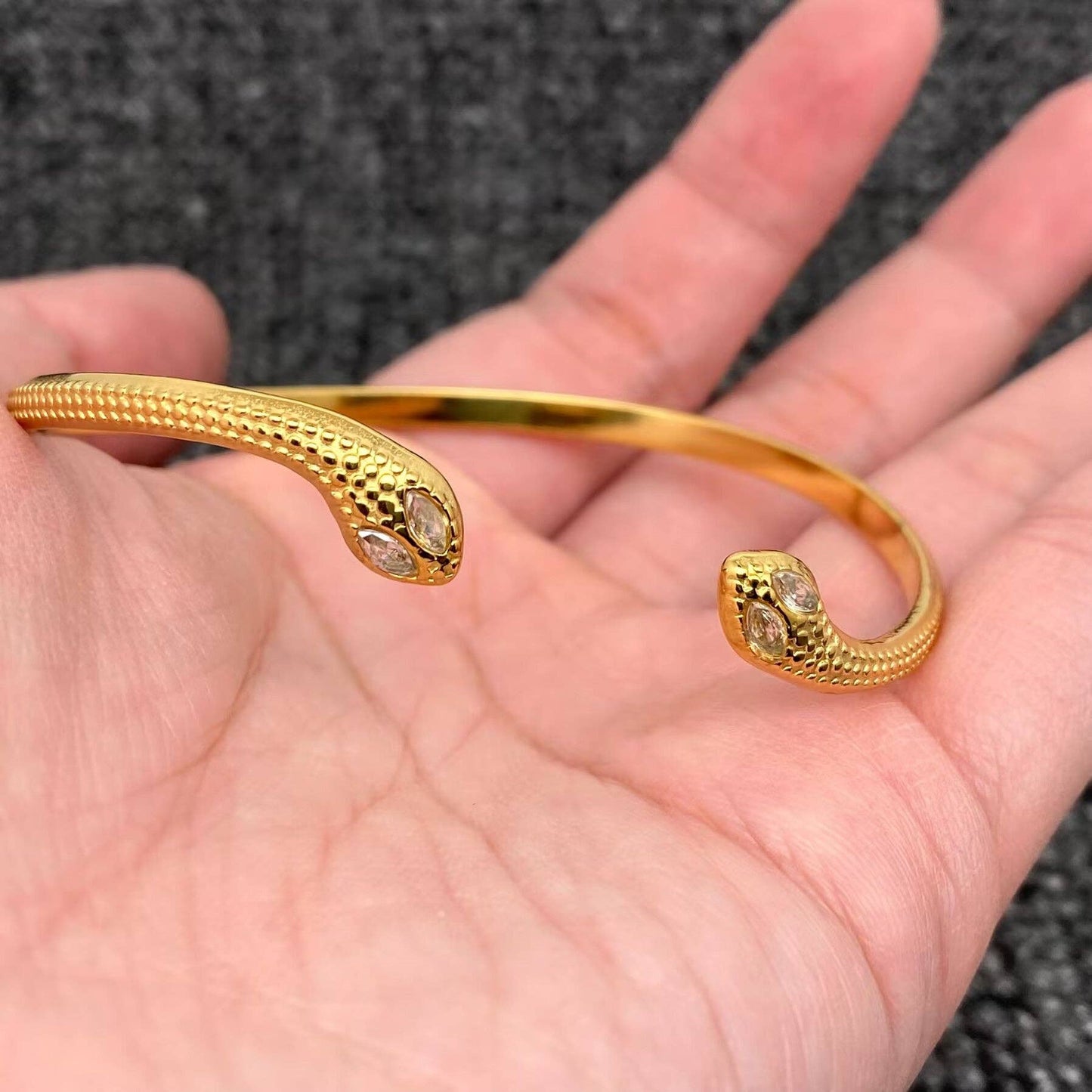 Double-headed Snake 18K Golden SS Adjustable Cuff - FGS