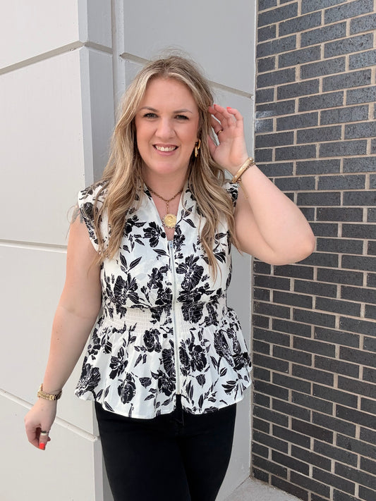 Cream Poppy Smock Waist Blouse