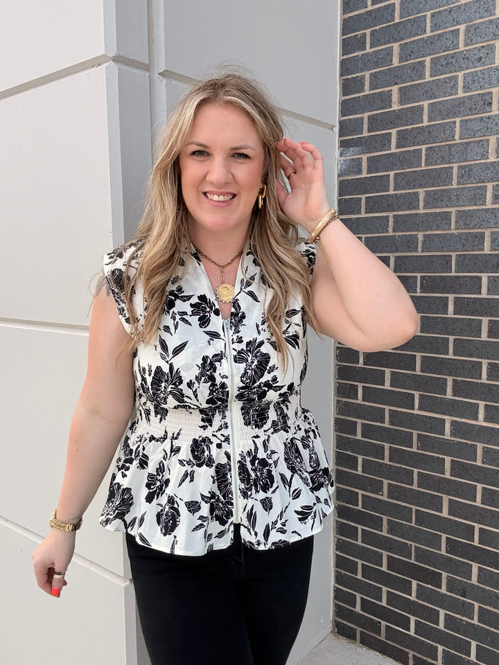 Cream Poppy Smock Waist Blouse