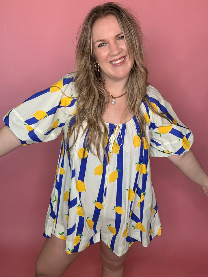 Lemon Stripe Romper