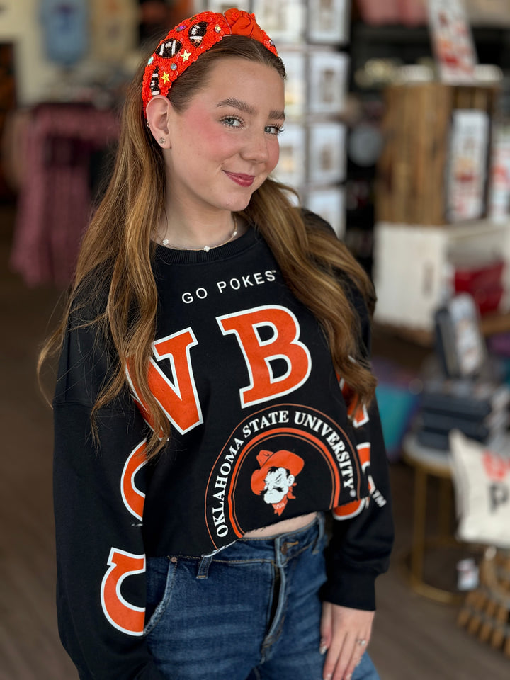 Cowboys Black Sleeve Crop Top
