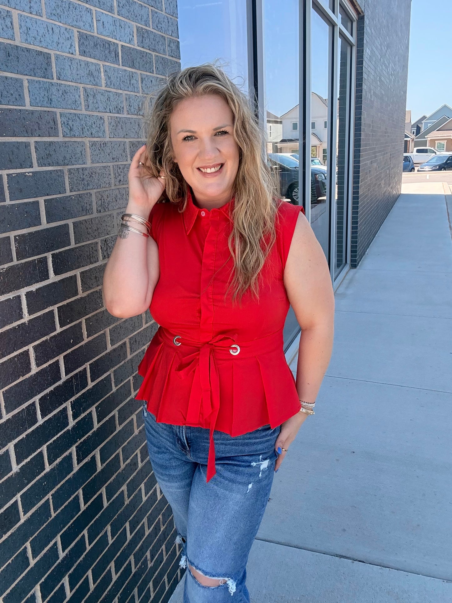 Red Power House Blouse