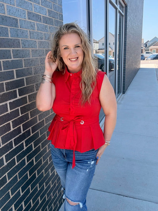 Red Power House Blouse