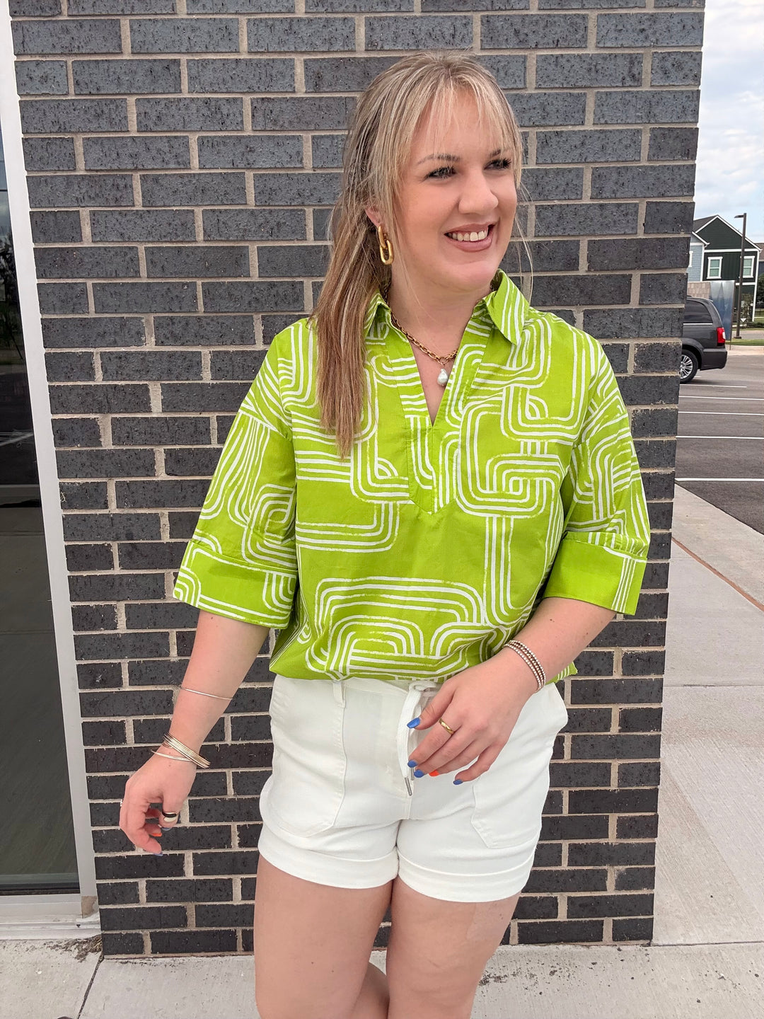 Chartreuse Linked Blouse