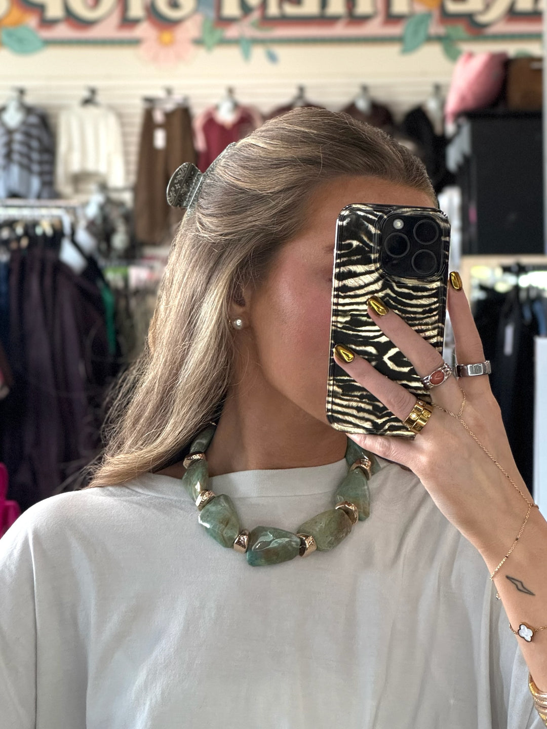 Acetate Marble Beaded Necklace