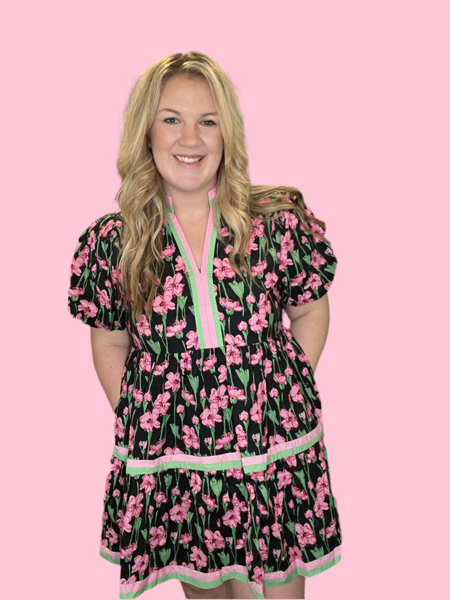 Pink Floral Bubble Dress