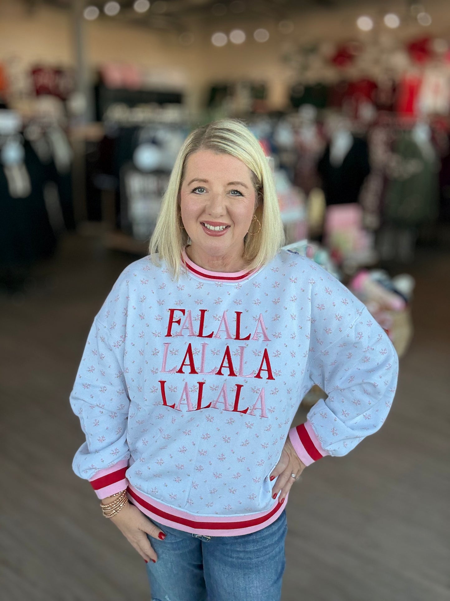 Fa La La Patterned Sweatshirt