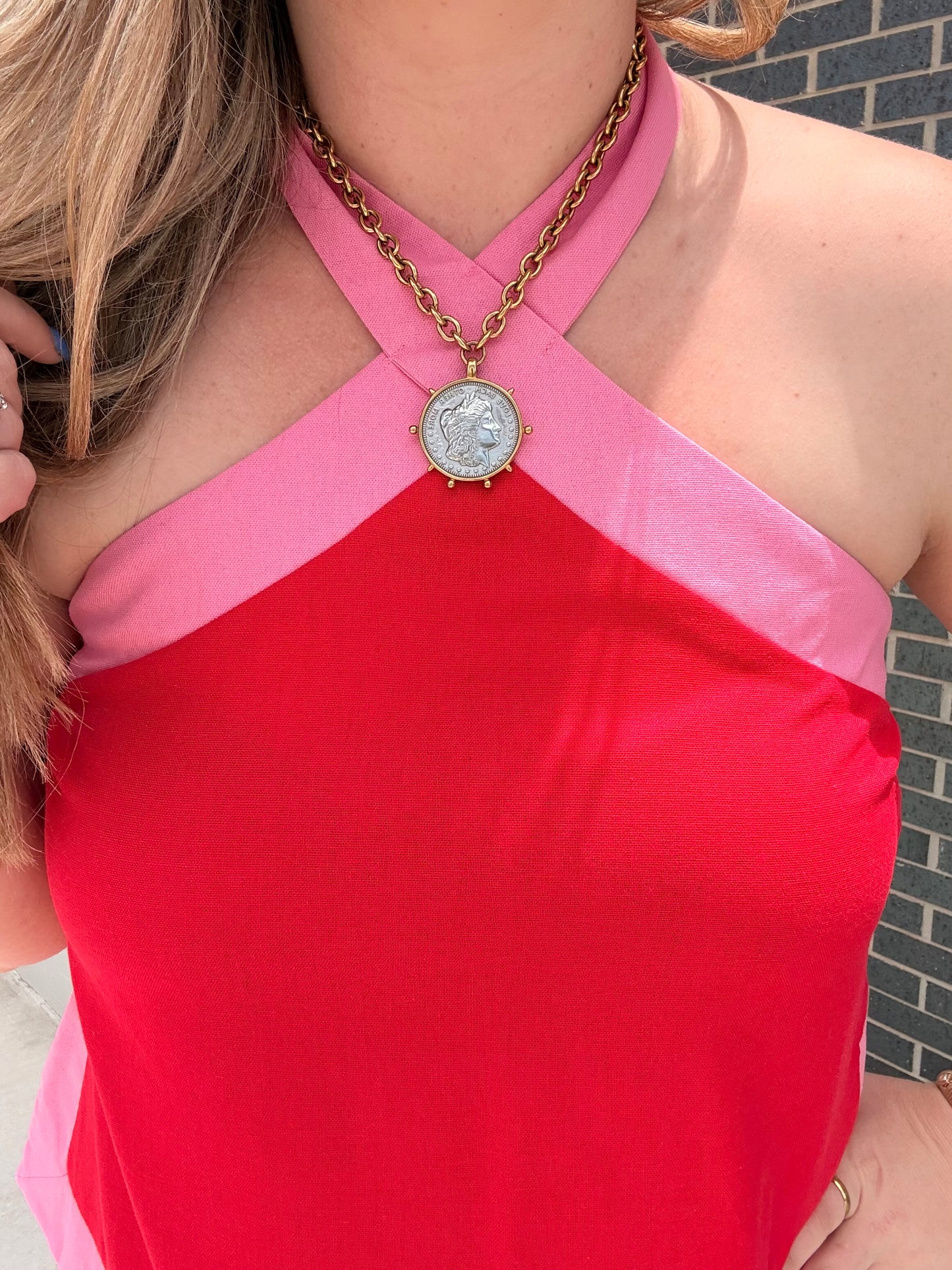 Pink/Red Halter Top