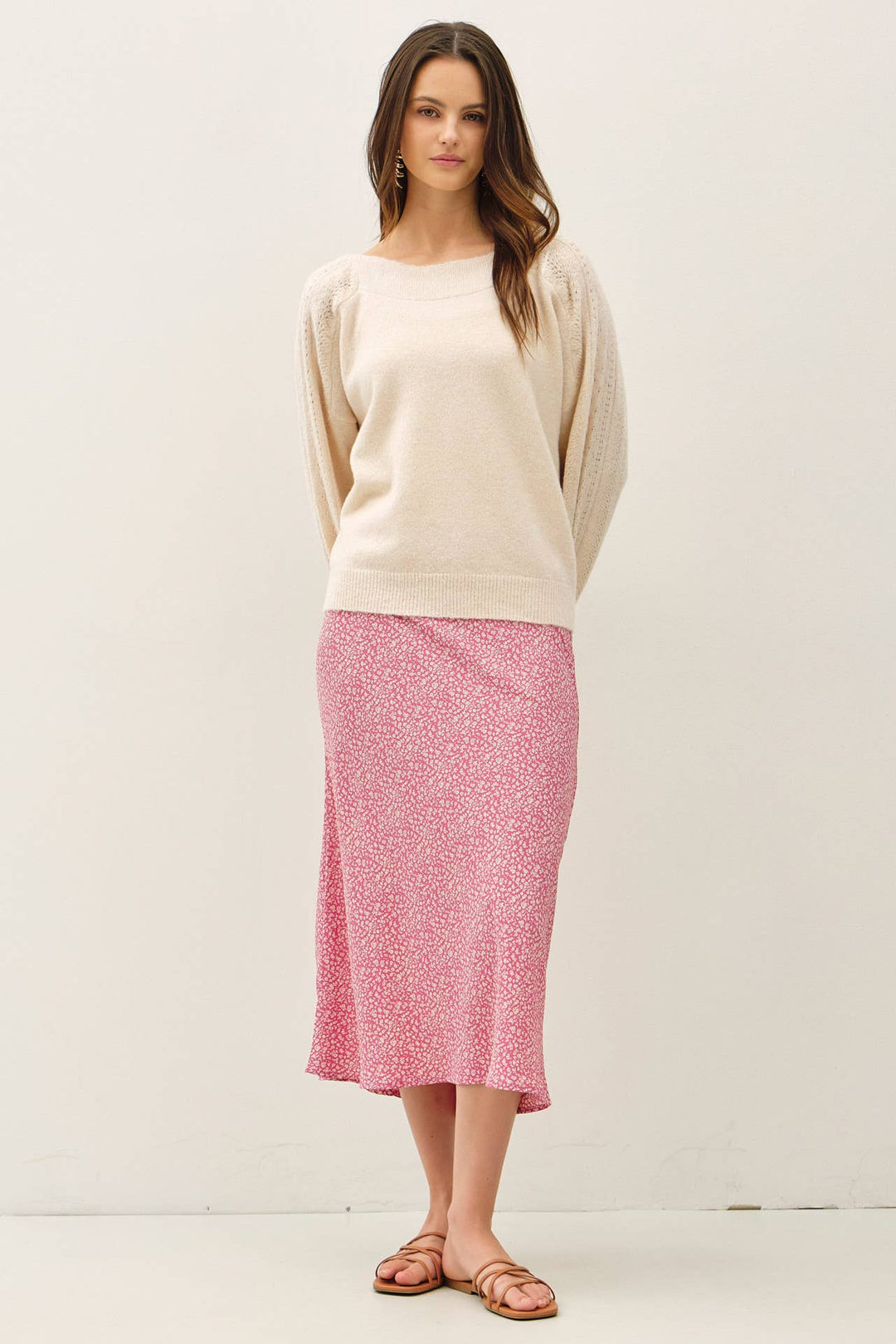 BOAT NECK CROCHET DETAIL SWEATER: LAVENDER / S