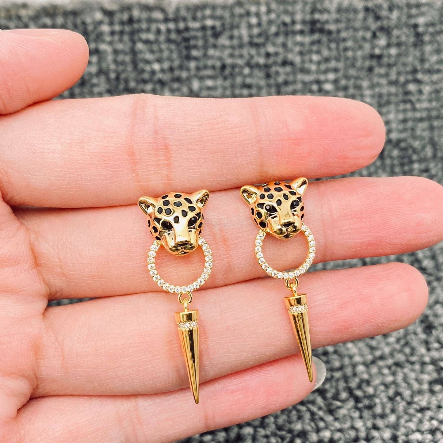 Leopard Head & Dagger Earrings