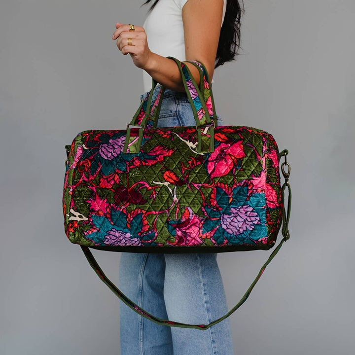 Dk. Green &amp; Multicolored Floral Duffel