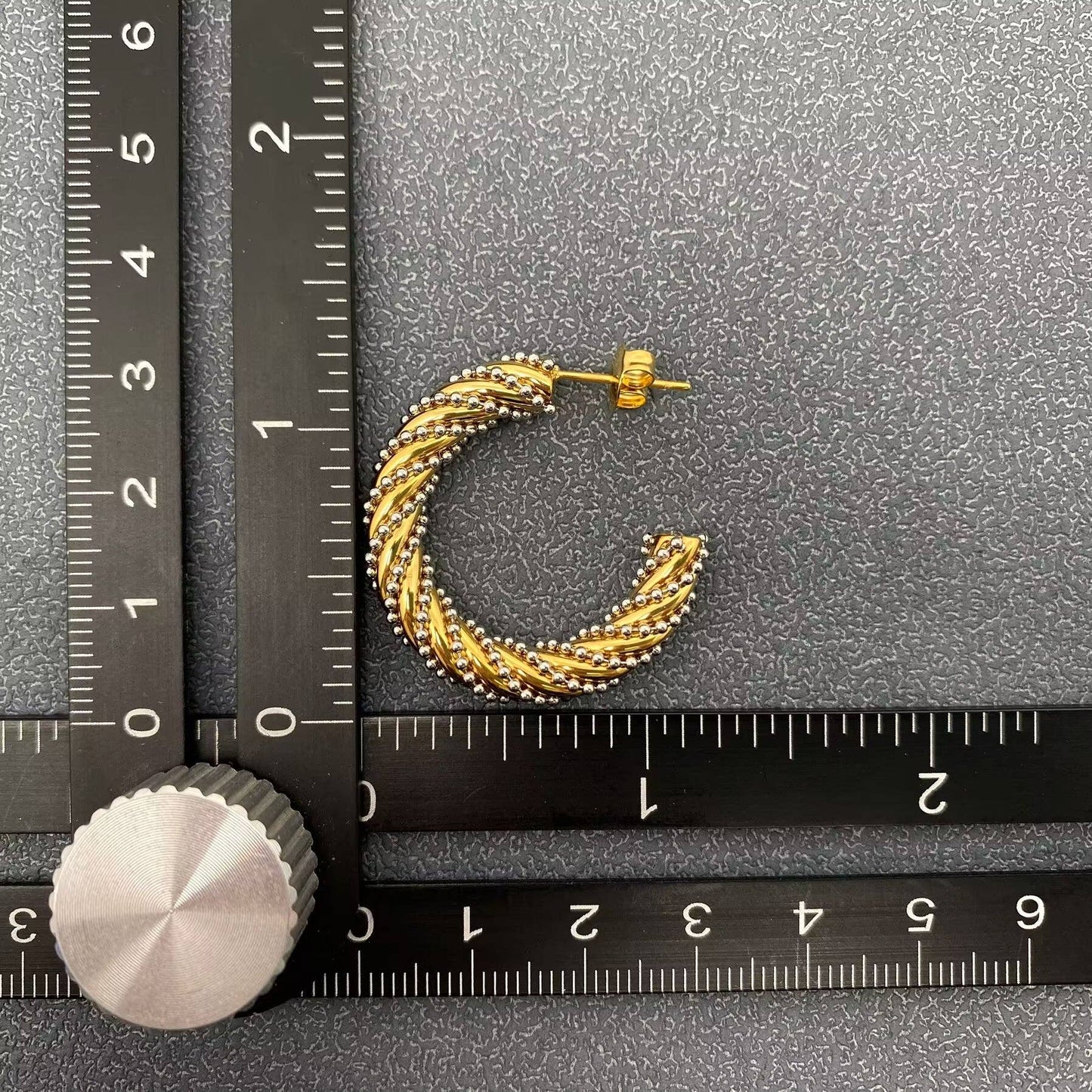 Steel Ball 18K Gold Plated Twist Hoop Earrings