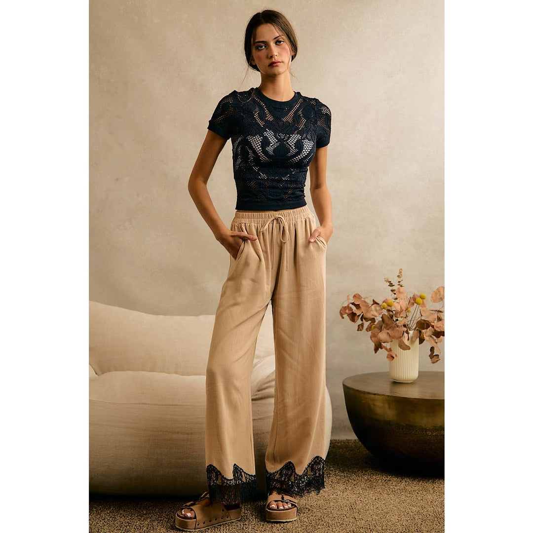 Linen &amp; Lace Beige Pants