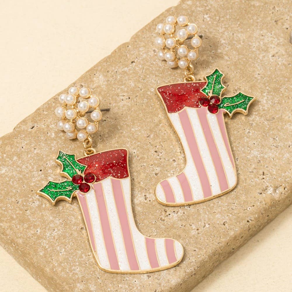 Stocking Pearl Dangle Earrings