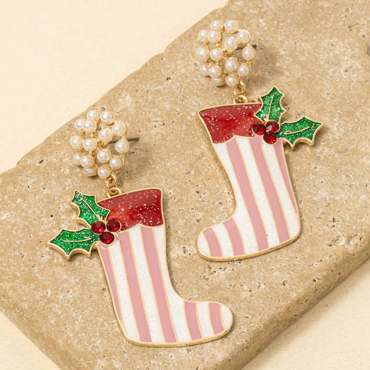 Stocking Pearl Dangle Earrings