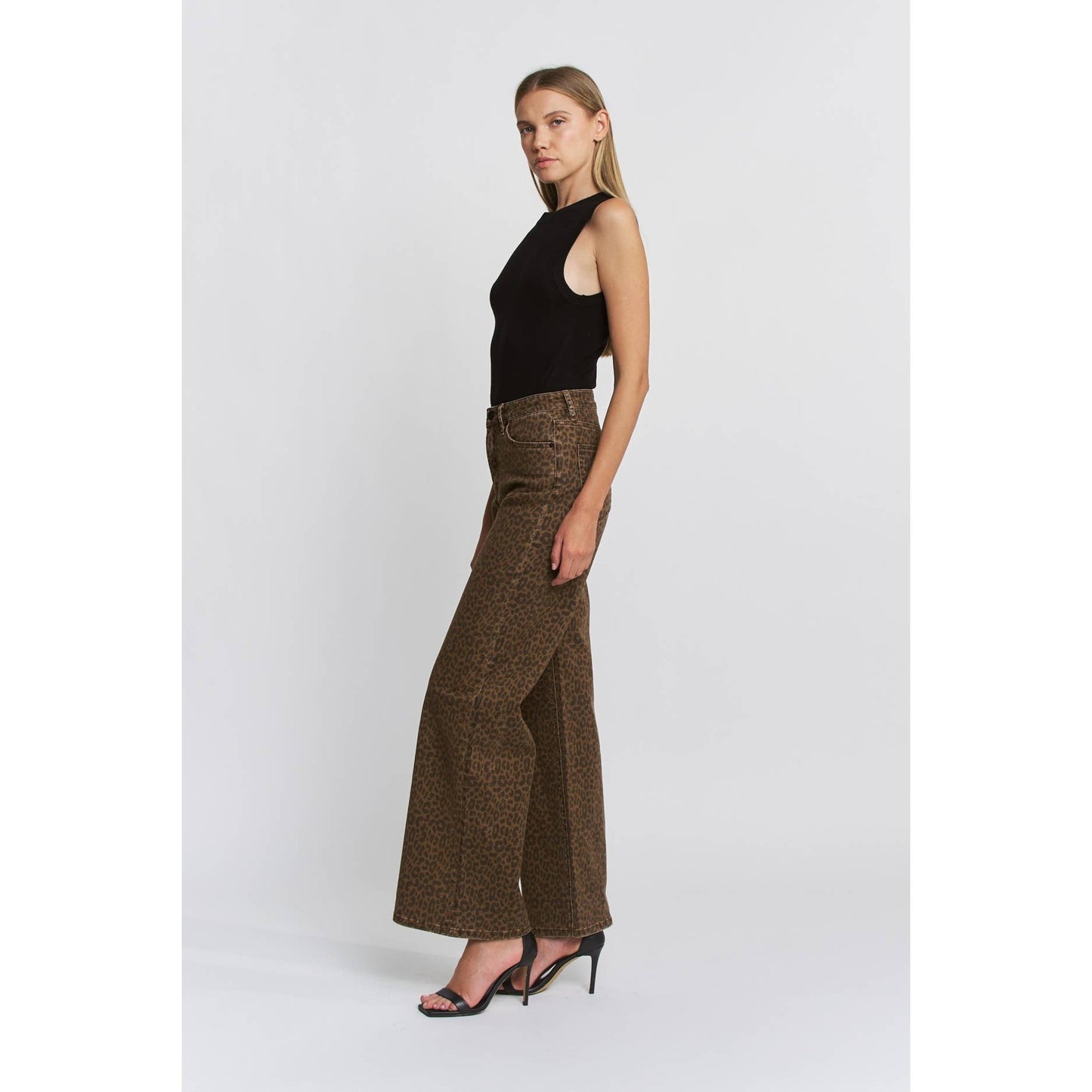 Leopard HW Wide Leg Mica Jeans