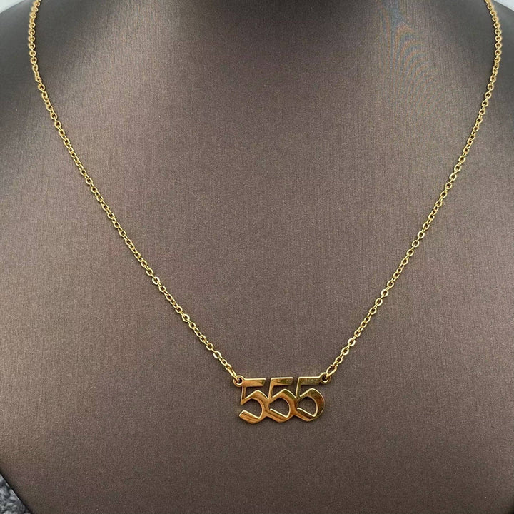 Lucky Numbers 18K Gold Plated Stainless Steel Necklace: 111