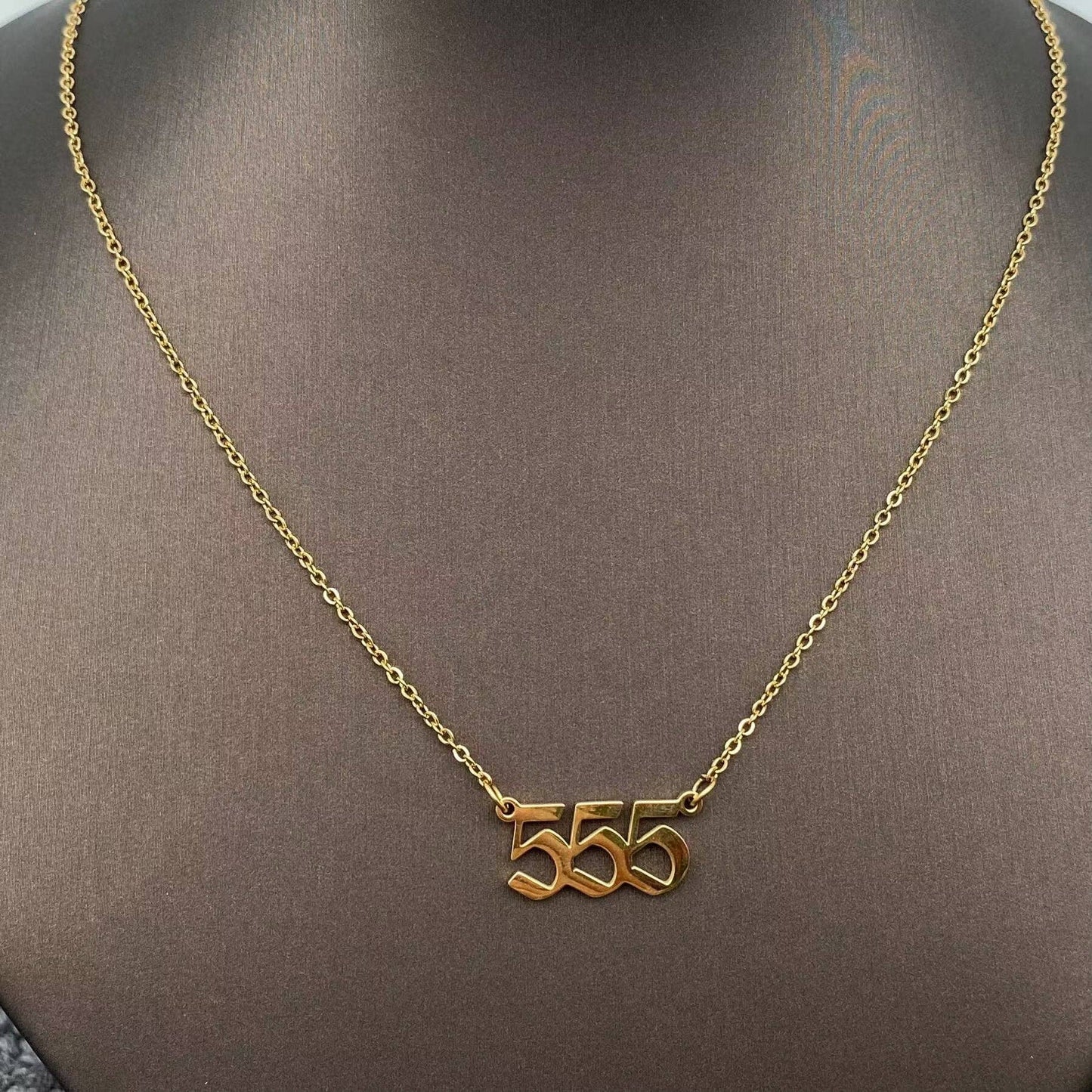 Lucky Numbers 18K Gold Plated Stainless Steel Necklace: 999