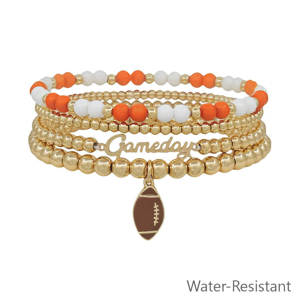 Water Resistant Orange Gameday Bracelet Set