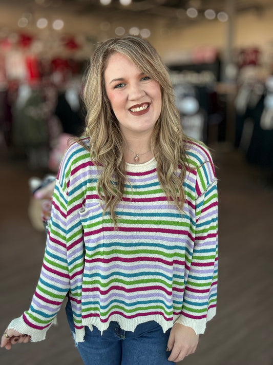 Blue/ Purple Stripe Sweater